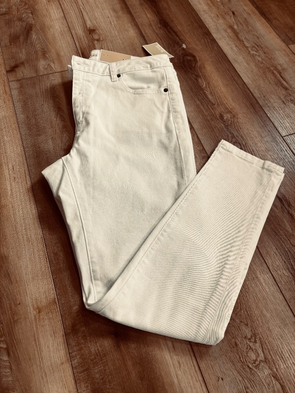 Michael Kors High Waist Selma Skinny Ankle White Denim Jeans NWT Size 12 Slim